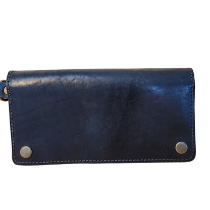 Black leather wallet with metal studs 