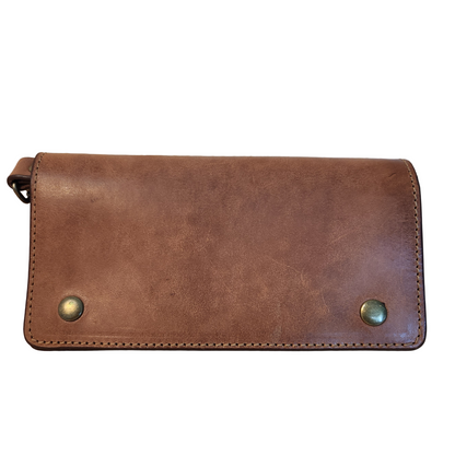 Brown leather wallet with metal studs 