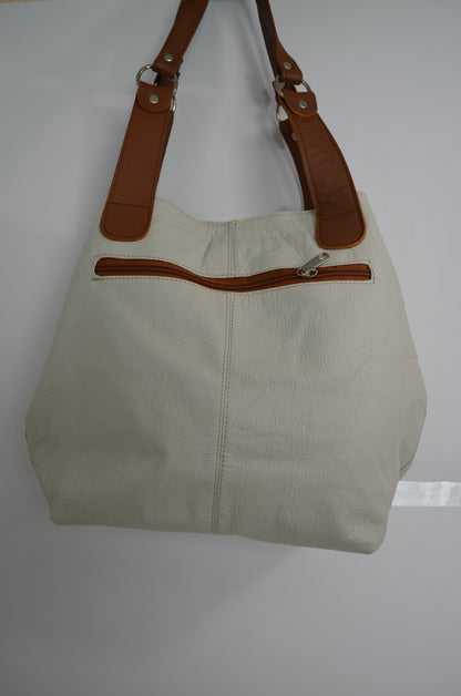 Tagua - Ivory Colored, Top Grain Leather, Handcrafted Women's Bag