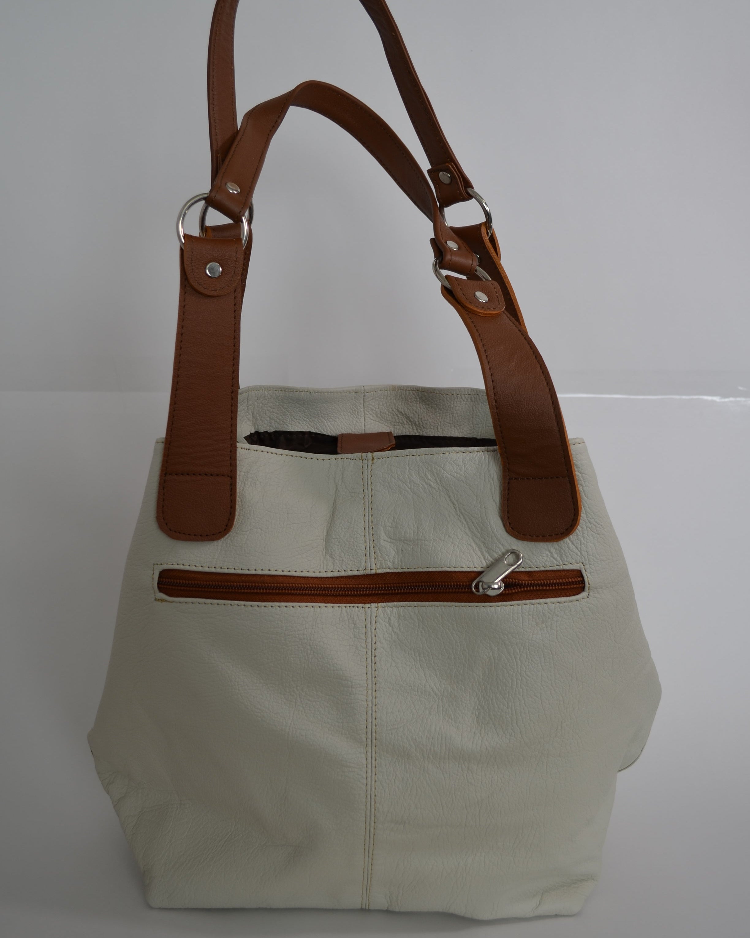 Tagua - Ivory Colored, Top Grain Leather, Handcrafted Women's Bag