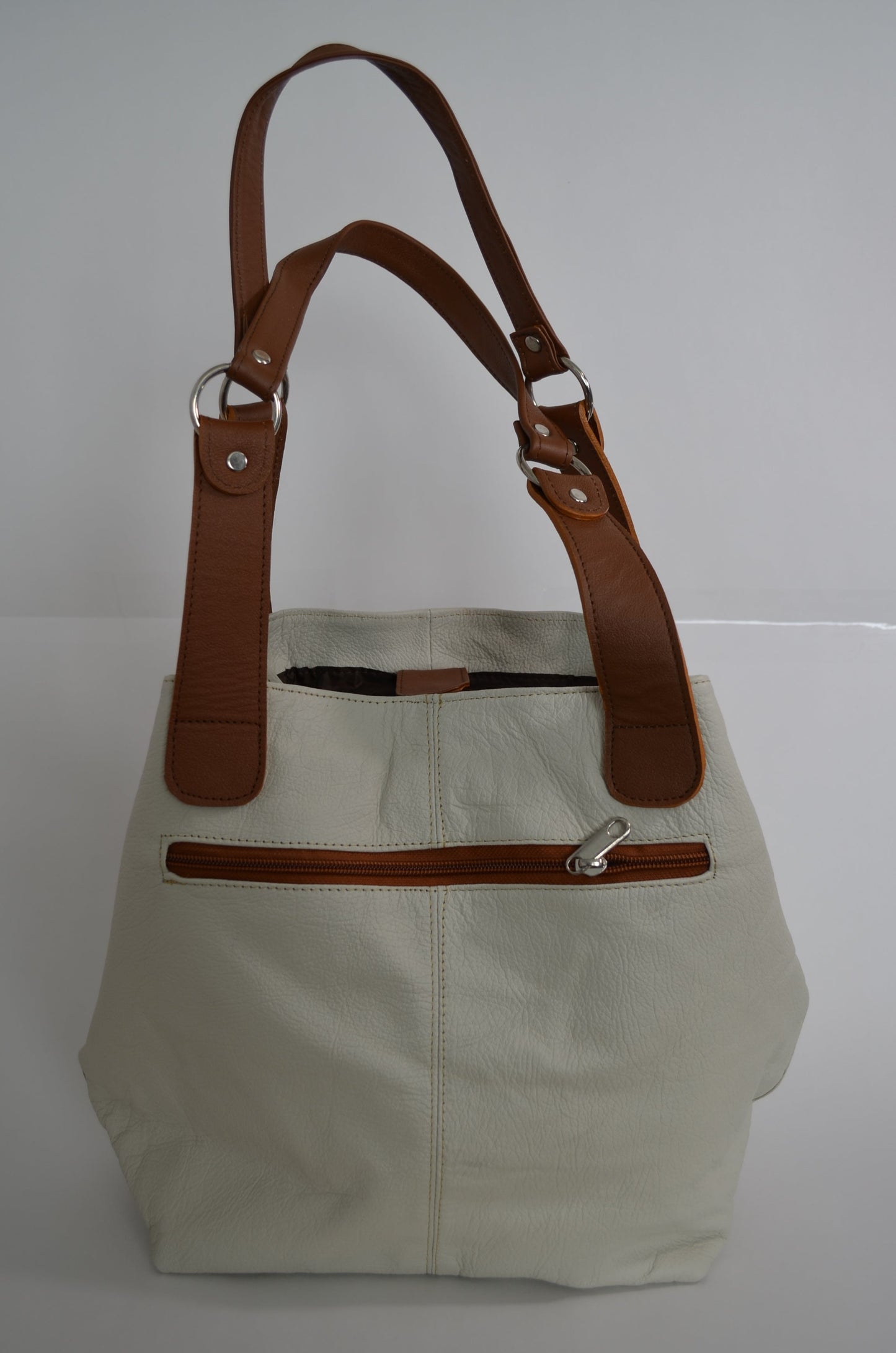 Tagua - Ivory Colored, Top Grain Leather, Handcrafted Women's Bag